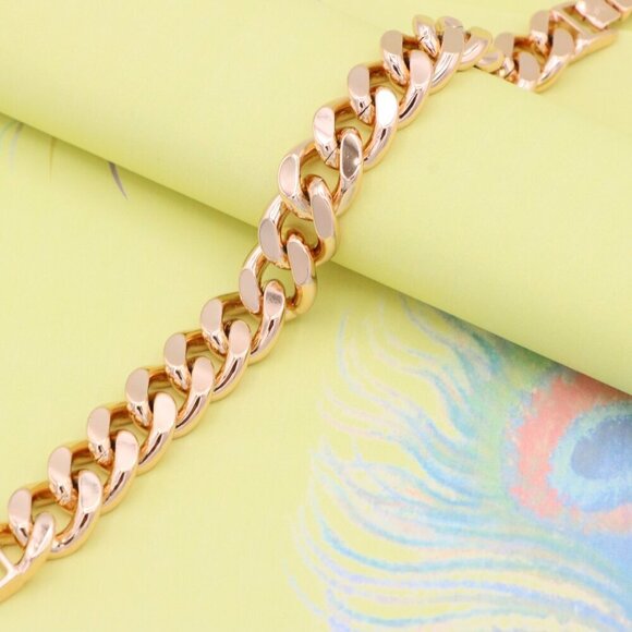 "Polished Rose Gold Chain Bracelet, Gold Plated, XPBL0888 - Picture 6 of 12